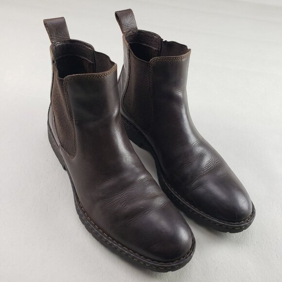 Born Julian Leather Chelsea Boot Mens 13 M Dark Brown Ankle Pull On Casual - Picture 1 of 11